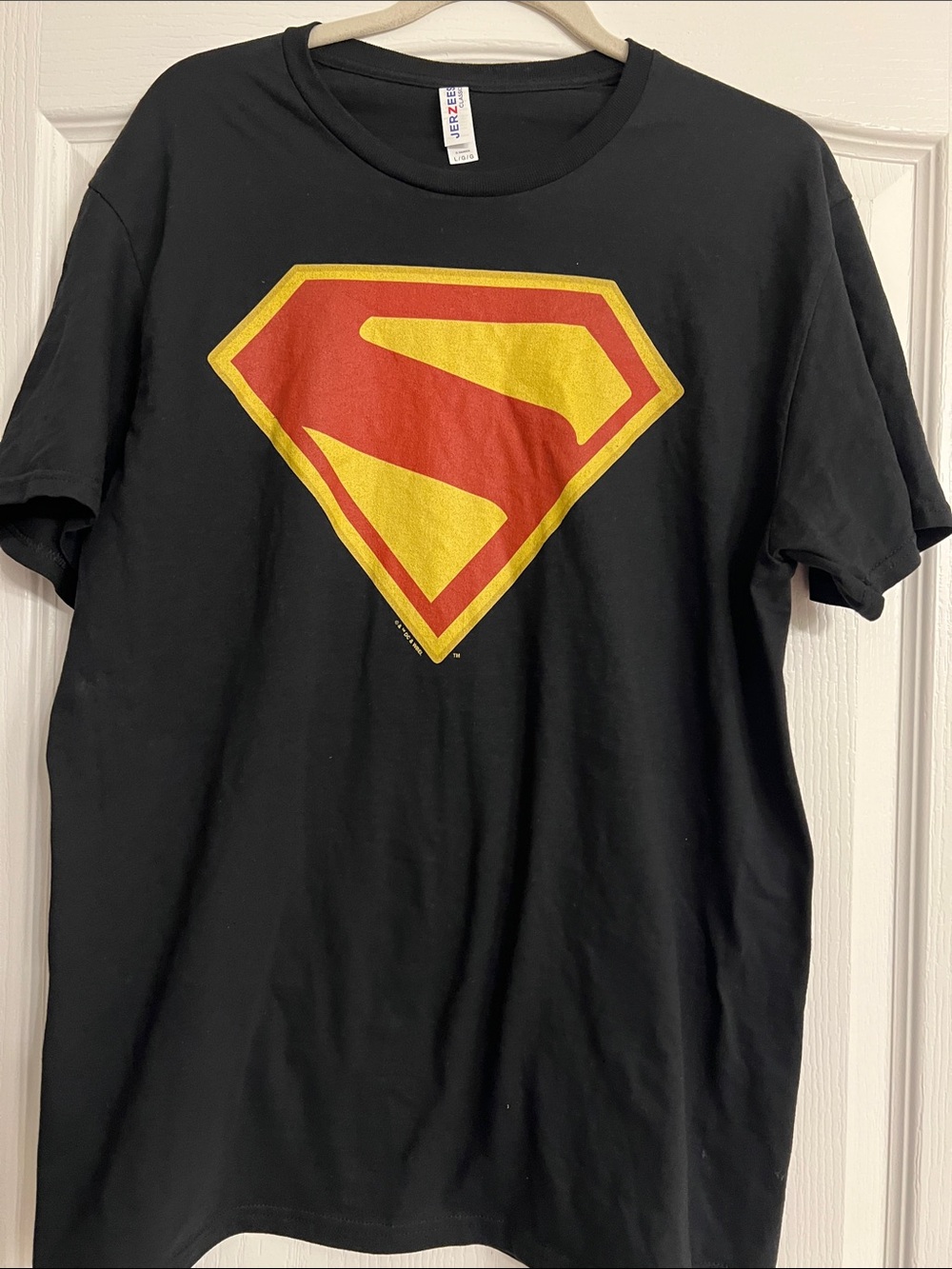 Black Short-Sleeve Graphic Tee with Red & Yellow Shield
